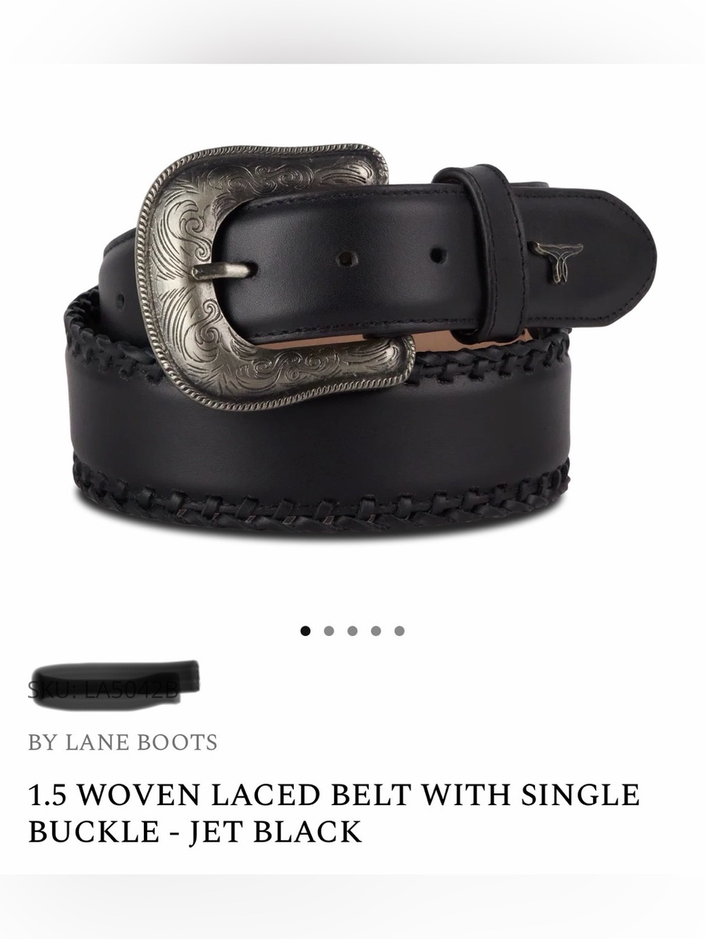 Jet Black Woven Laced Women’s Leather Belt with Single Buckle